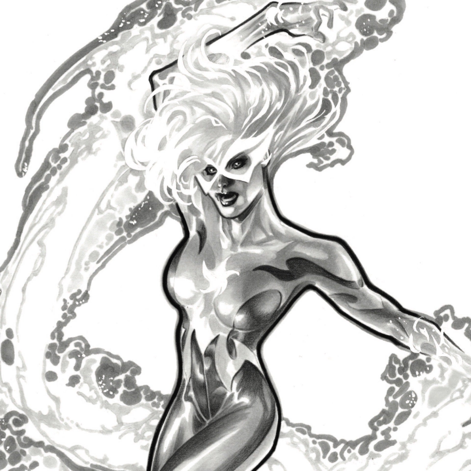 Firestar x men annual 1 cover grayscale lobos art